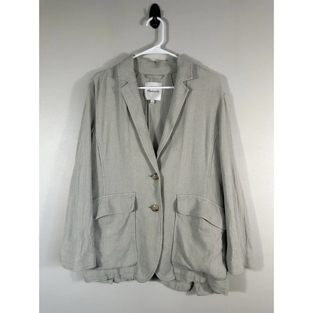 Madewell Blazer Womens Small Green Breezewoven Larsen Linen Blend - Picture 1 of 8